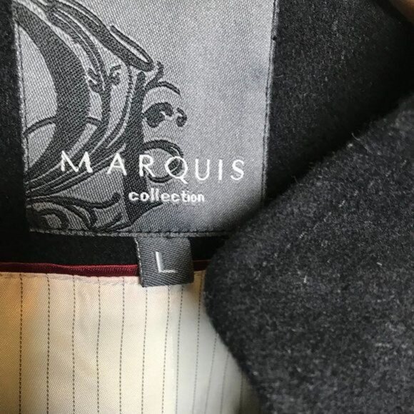 Vintage Marquis Military Black Wool Blend Coat Size L - Picture 2 of 5